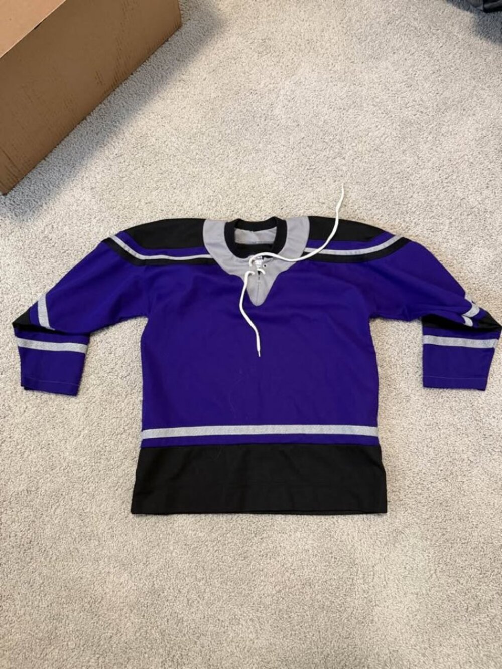 Vintage CCM Blank Hockey Jersey – Purple/Silver/Black (Boys L/XL)